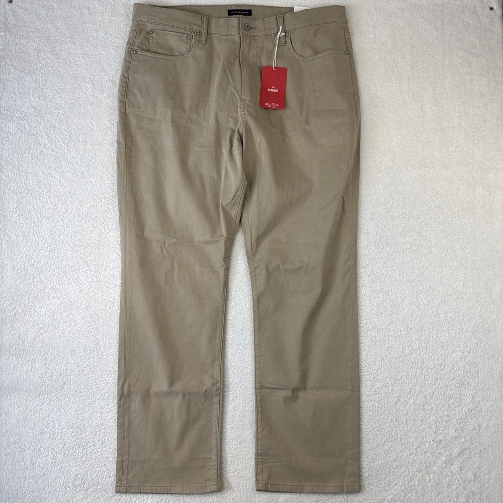 NEW LUCKY BRAND 223 Straight Leg 5-Pocket Pants Mens 40/32 Khaki Tan Stretch NWT